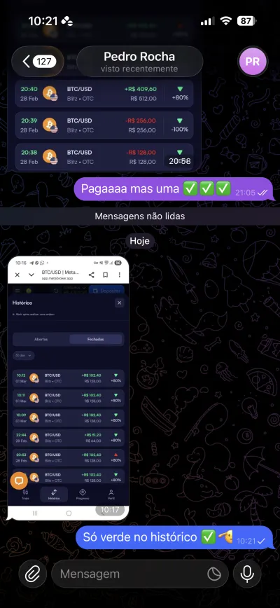 Depoimento: só verde no histórico